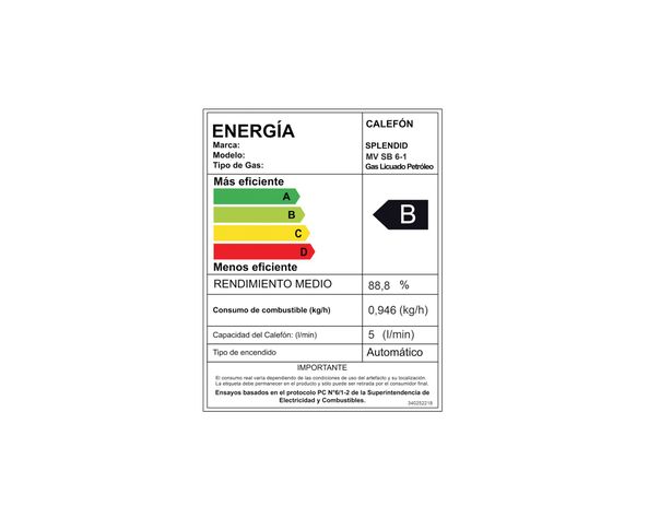 Calefont MV SB 6-1 5 lt tiro natural gas licuado-6