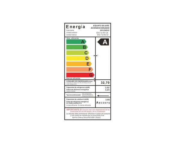 Aire acondicionado split inverter 12000 BTU frío/calor SAC-12K-INV WIFI Splendid-8
