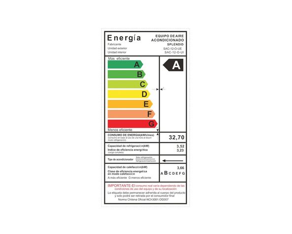 Aire acondicionado split 12000 BTU  frío/calor SAAC-12K-O-7