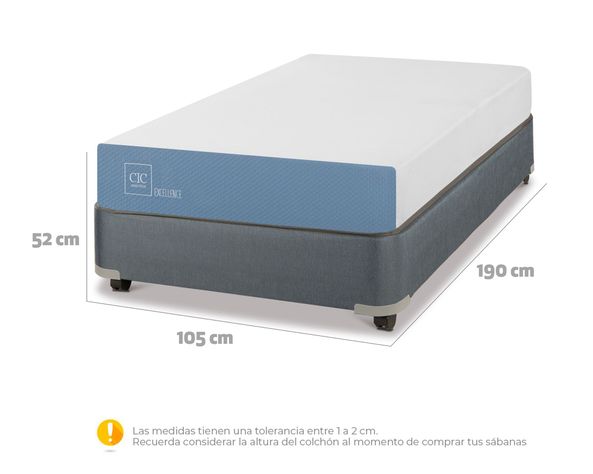 Box americano 1.5 plazas x 190 cm Excellence + almohada Cic-5