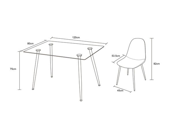 Comedor 4 sillas Cleto gris/negro M+Design-3
