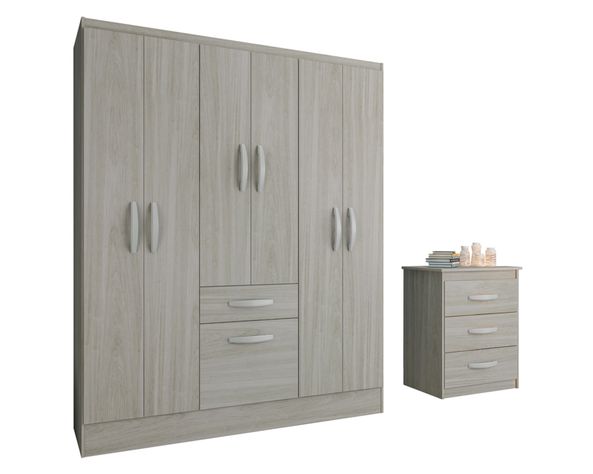 Clóset 6 puertas 2 cajones + cómoda 3 cajones crema M+Design-0