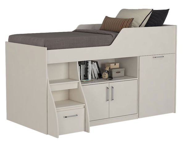 Cama multifuncional 1,5 plazas con escritorio blanco Decocasa-0