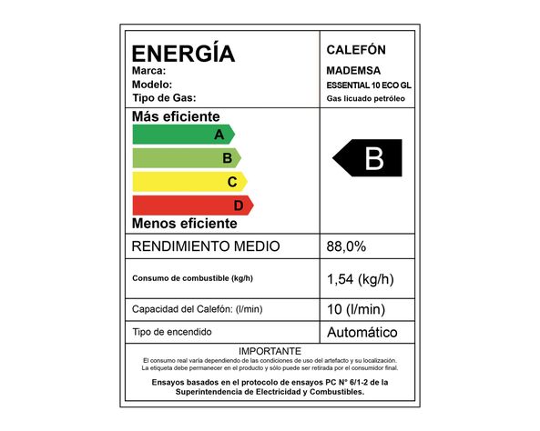 Calefont tiro natural 10 litros gas licuado Essential Eco-5