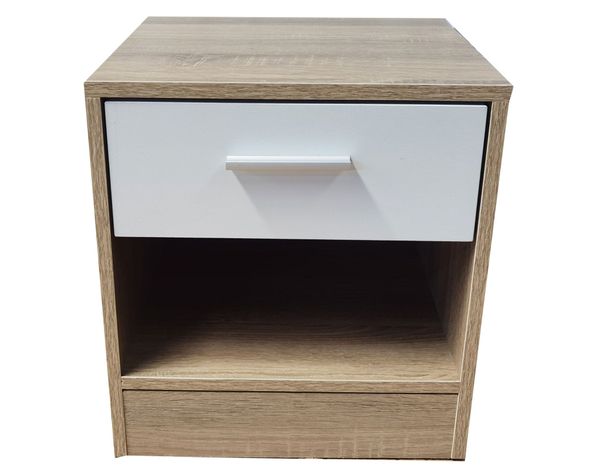 Velador 1 cajón Nordic café/blanco M+Design-0