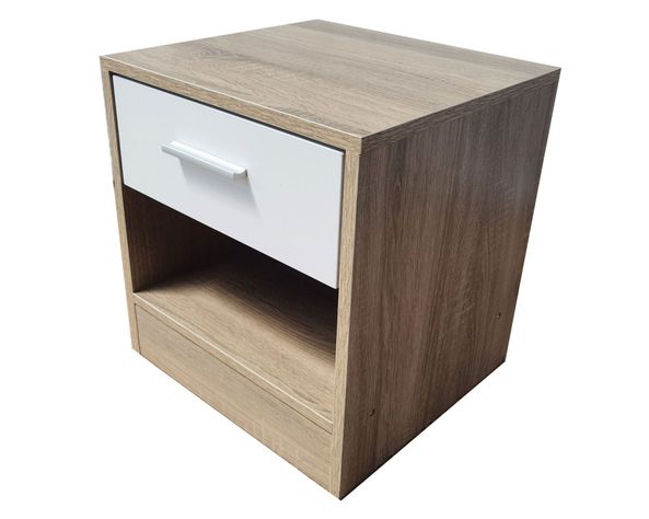 Velador 1 cajón Nordic café/blanco M+Design-1