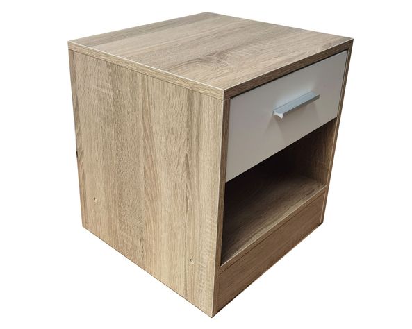 Velador 1 cajón Nordic café/blanco M+Design-2