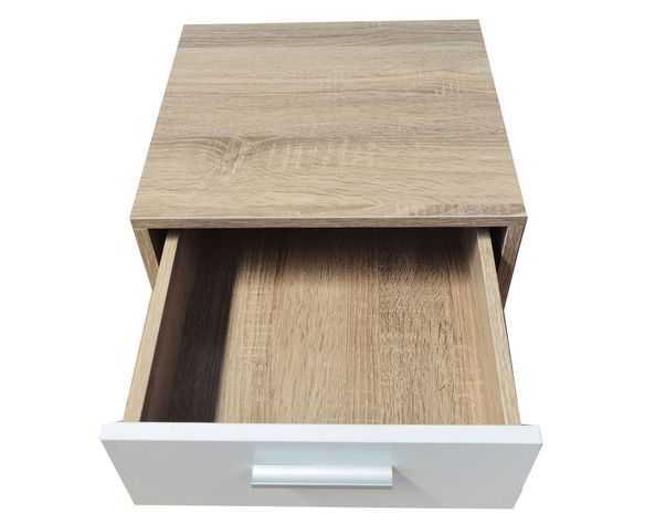 Velador 1 cajón Nordic café/blanco M+Design-3