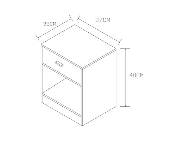 Velador 1 cajón Nordic café/blanco M+Design-4