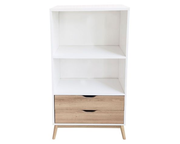 Librero 2 cajones Florencia natural/blanco M+Design-0