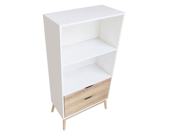Librero 2 cajones Florencia natural/blanco M+Design-2