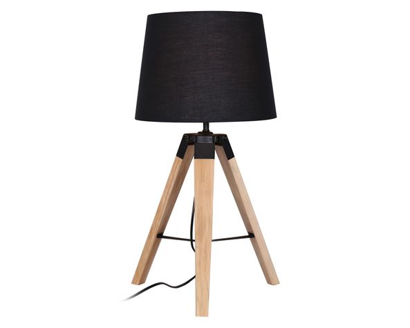 Lámpara sobremesa 1L E27 Praga natural/negro Abitare-0