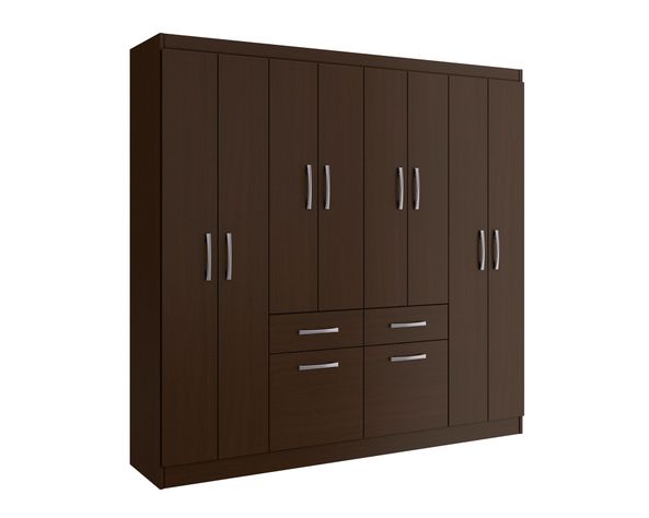 Clóset 8 puertas 2 cajones tabaco 177x183x38 cm-0