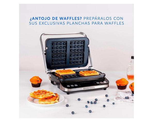 Plancha waffles grill Let's Grill 3 en 1 gris 2000W-3