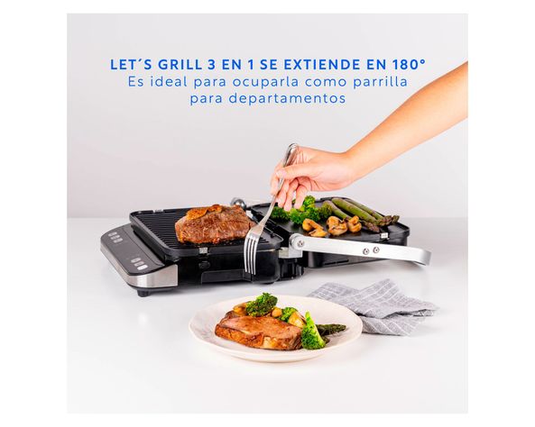 Plancha waffles grill Let's Grill 3 en 1 gris 2000W-4