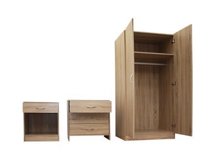 Clóset 2 puertas + Cómoda 3 cajones + Velador 1 cajón M+Design-1
