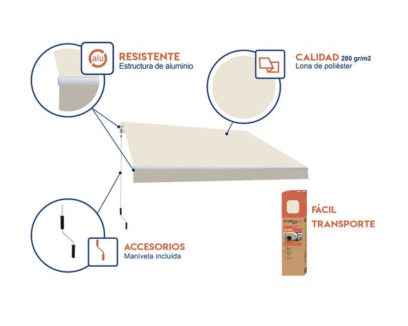 Toldo retráctil 3x2 m SmartSun Classic crudo-1