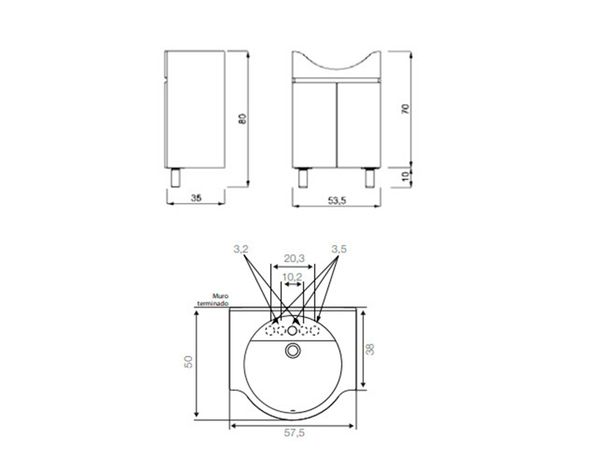 Mueble vanitorio 53.5 cm 2 puertas Parma 56 blanco Briggs-1
