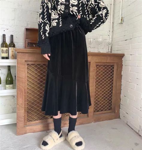 Falda Terciopelo Negro moda-1