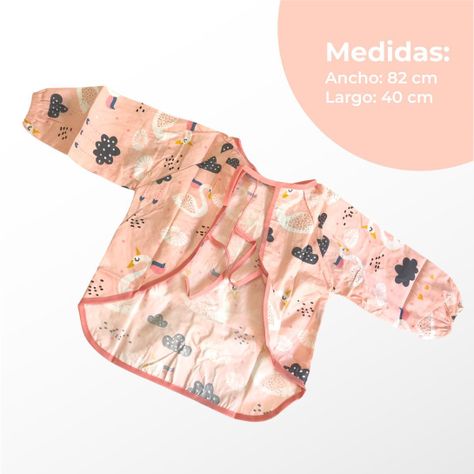 Babero Impermeable Manga Larga Bebé y Niños Cisnes Rosa-1