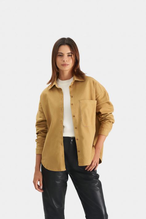Vélez Camisa Avellano Manga Larga Oversized Para Mujer Miel-0