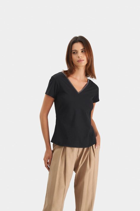 Vélez Polera Básica Mujer Millaré Metálico corativo Negro-0