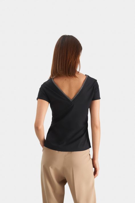 Vélez Polera Básica Mujer Millaré Metálico corativo Negro-4