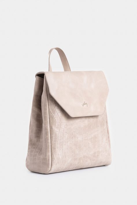 Vélez Mochila Corina 2 De Cuero  Mujer Detalle Grabado Arena-1