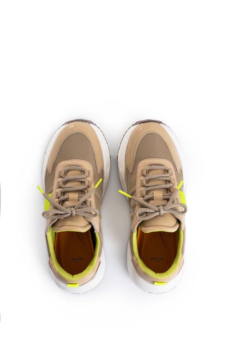 Vélez Zapatillas Viena Cuero Y Lona Mujer talle Neón Arena-4