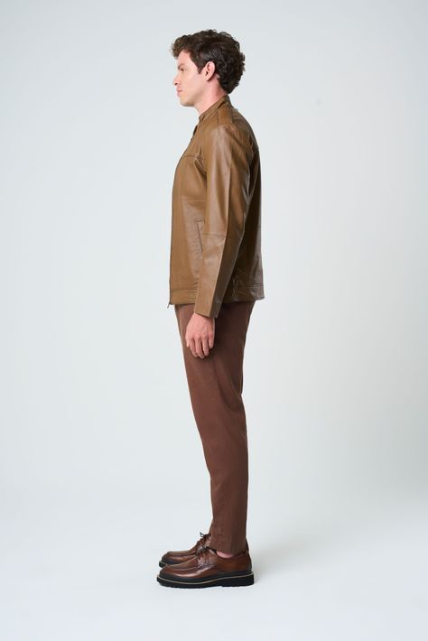 Vélez Chaqueta Bosa De Cuero  Hombre Fit Semi Holgado Miel-1