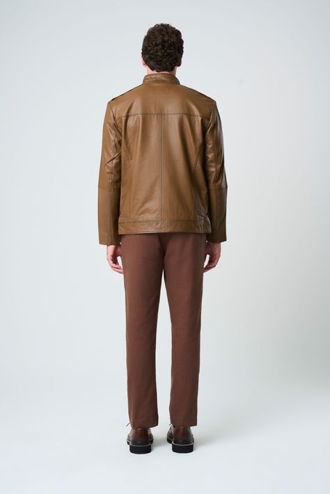 Vélez Chaqueta Bosa De Cuero  Hombre Fit Semi Holgado Miel-2
