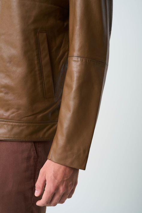 Vélez Chaqueta Bosa De Cuero  Hombre Fit Semi Holgado Miel-5