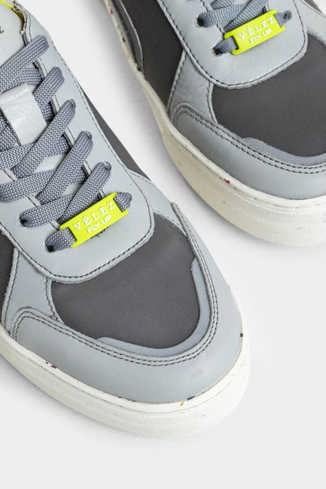 Vélez Zapatillas Flexus Cuero Y Lona Mujer Gris-4