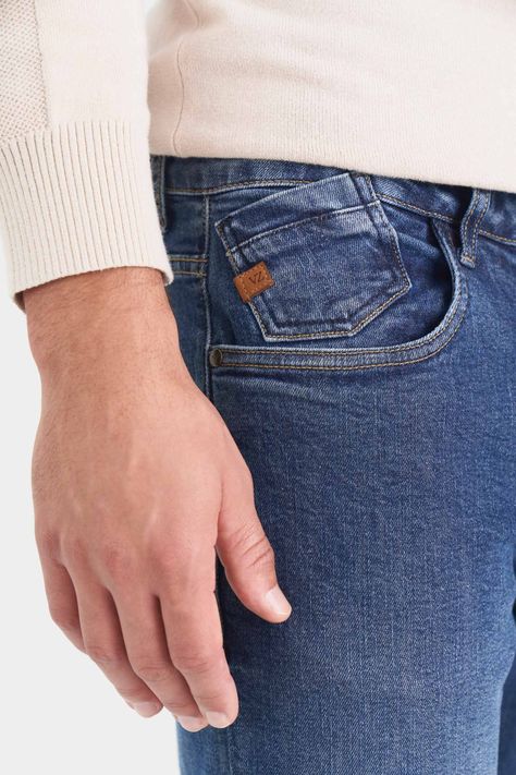 Vélez Jean Oni Semi Ajustado Para Hombre 5 Bolsillos Azul-1