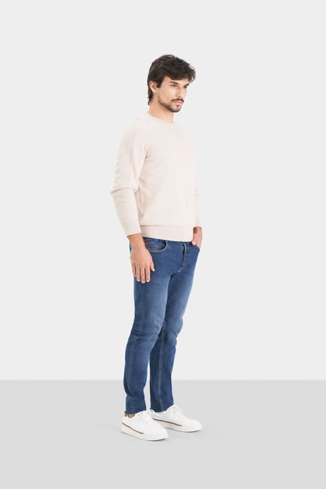 Vélez Jean Oni Semi Ajustado Para Hombre 5 Bolsillos Azul-2