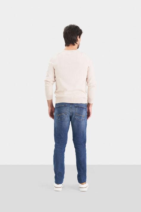 Vélez Jean Oni Semi Ajustado Para Hombre 5 Bolsillos Azul-4