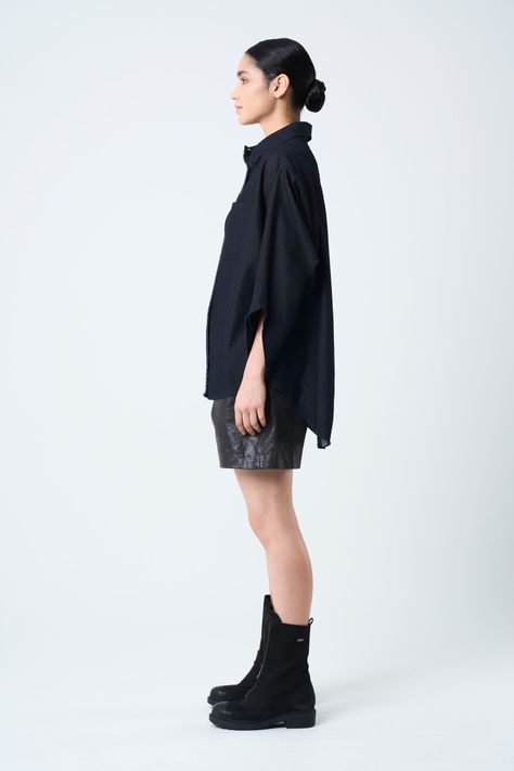 Vélez Camisa Vega Para Mujer Efecto Encerado Azul Oscuro-1