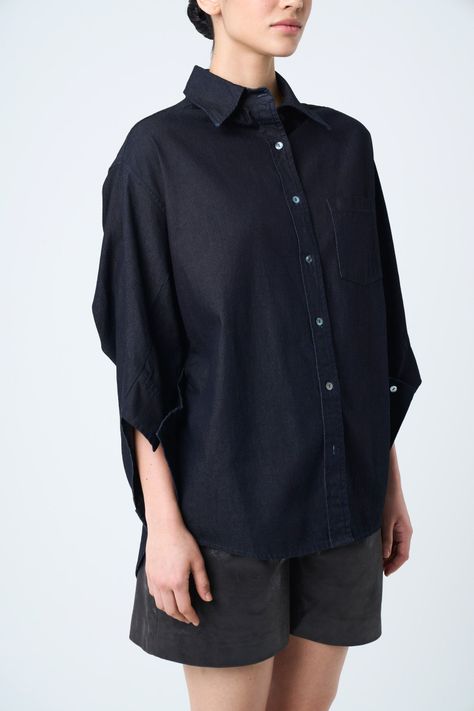 Vélez Camisa Vega Para Mujer Efecto Encerado Azul Oscuro-4