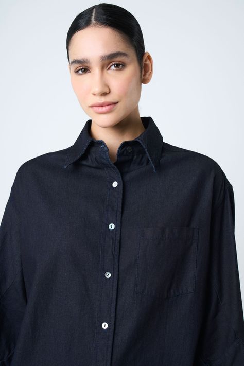 Vélez Camisa Vega Para Mujer Efecto Encerado Azul Oscuro-5