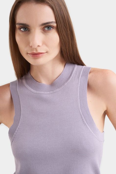 Vélez Top Tank Tejido Rectilíneo Para Mujer Manga Sisa Lila-1