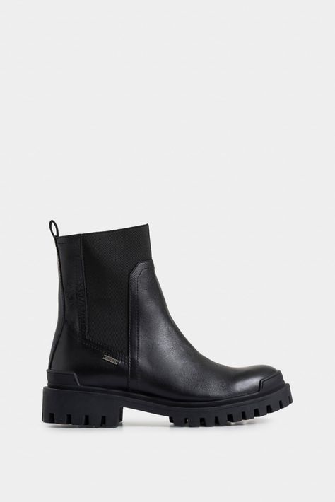 Vélez Botines Caltha 2.0 De Cuero  Mujer Tractorados Negro-0