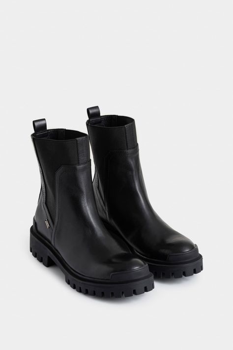 Vélez Botines Caltha 2.0 De Cuero  Mujer Tractorados Negro-1