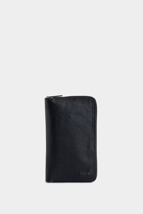 Vélez Porta Pasaporte Marmol Cuero Para Mujer Grabado Negro-0