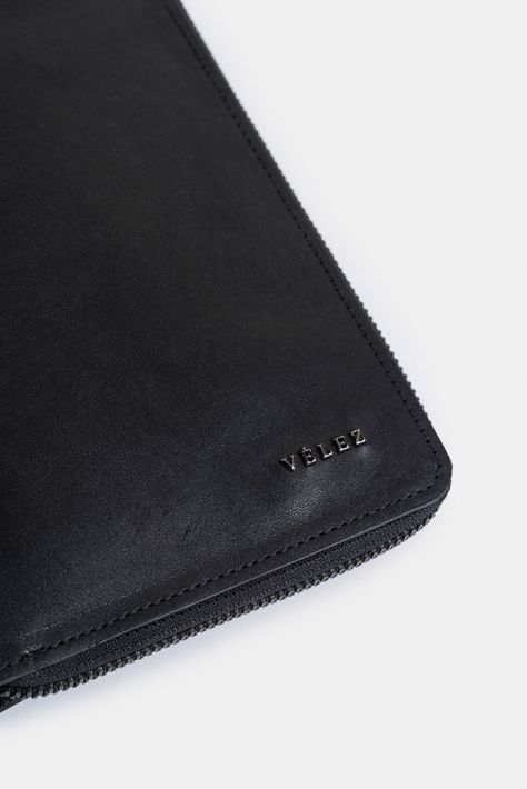 Vélez Porta Pasaporte Marmol Cuero Para Mujer Grabado Negro-3