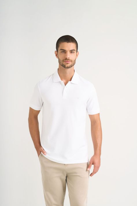Vélez Polo Para Hombre Semi Fit Detalle Jacquard Blanco-0