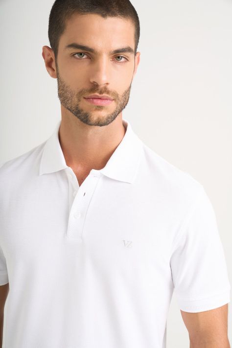 Vélez Polo Para Hombre Semi Fit Detalle Jacquard Blanco-2