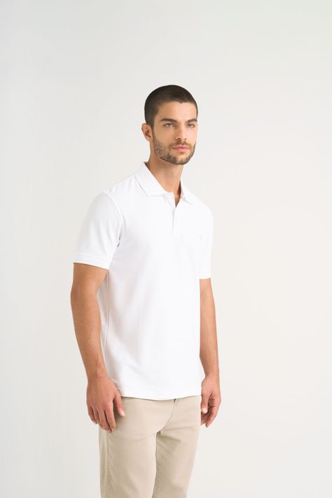 Vélez Polo Para Hombre Semi Fit Detalle Jacquard Blanco-3