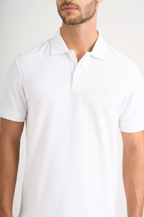 Vélez Polo Para Hombre Semi Fit Detalle Jacquard Blanco-4