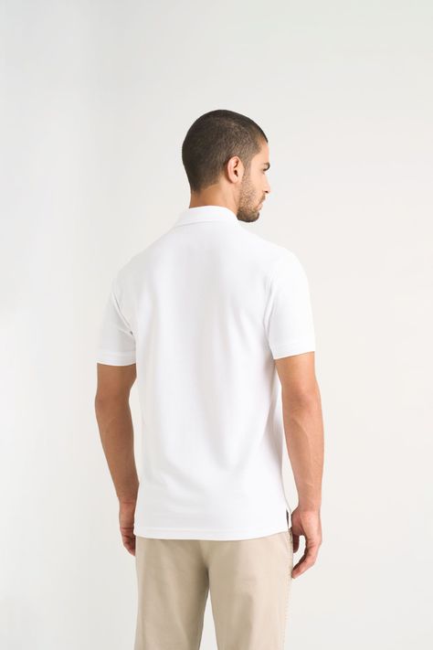 Vélez Polo Para Hombre Semi Fit Detalle Jacquard Blanco-5
