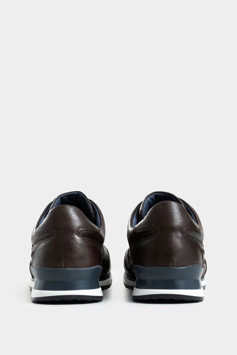Vélez Zapatillas vant Cuero Hombre Cortes Envejecido Cafe-2